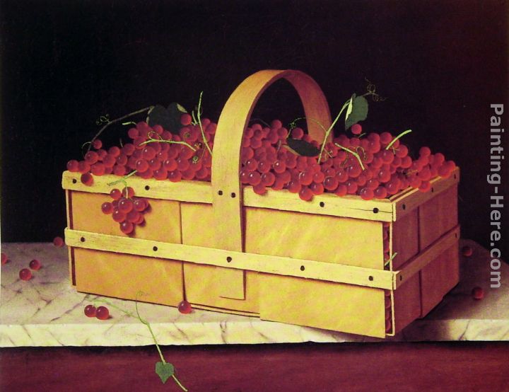 A Wooden Basket of Catawba-Grapes painting - William Michael Harnett A Wooden Basket of Catawba-Grapes art painting
